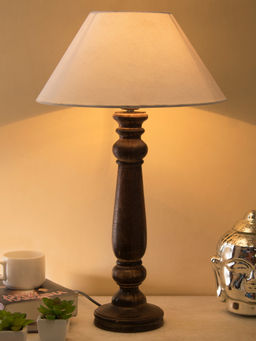 Homesake - Mabel Black Wood Table Lamp White Shade