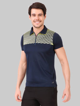 Vector X - Navy Polyester Regular Fit Sports Polo T-shirt For Men