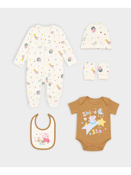Mi Arcus - Cotton Peppa Pig Print Multi-Color- Sleepsuit, Romper, Bib, Cap, Mittens