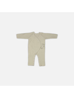 Bambini - Baby Jumpsuit with Side Tie-Cotton Knitted Garment -Cream (0-6 Months)