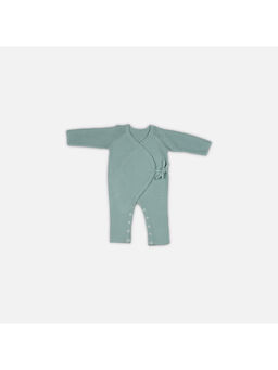Bambini - Baby Jumpsuit with Side Tie-Cotton Knitted Garment-Green (0-6 Months)