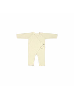 Bambini - Baby Jumpsuit with Side Tie-Cotton Knitted Garment-Ivory (0-6 Months)