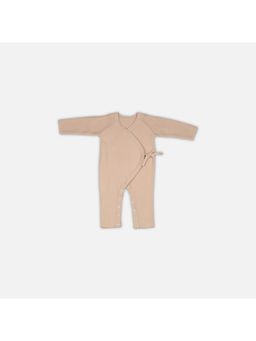 Bambini - Baby Jumpsuit with Side Tie-Cotton Knitted Garment -Pink (0-6 Months)