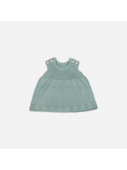 Bambini - Baby Short Dress-Cotton Knitted Garment-Teal (0-6 Months)