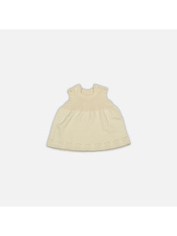 Bambini - Baby Short Dress-Cotton Knitted Garment -Beige (0-6 Months)