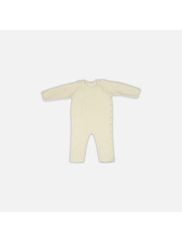 Bambini - Baby Jumpsuit with Side Buttons-Cotton Knitted Garment Ivory (0-6 Months)