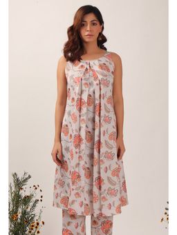 Tjori - Cara Floral Chintz Box Plated Tunic