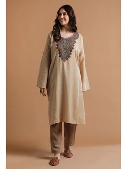 Tjori - Rodeo Dust Kashmiri Sozni Embroidery Phiran Kurta Free Size