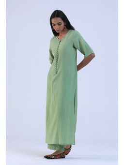 Tjori - Women Green Cotton Kurta