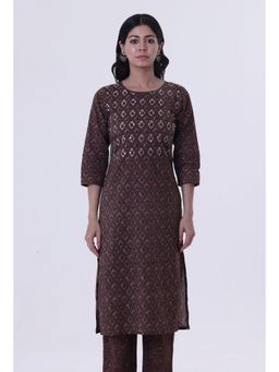 Tjori - Block Printed Green Color Cotton Kurta