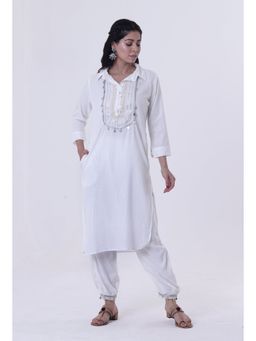 Tjori - White Lurex Kurta