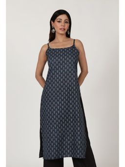 Tjori - Ajrakh Printed Blue Color Cotton Slip