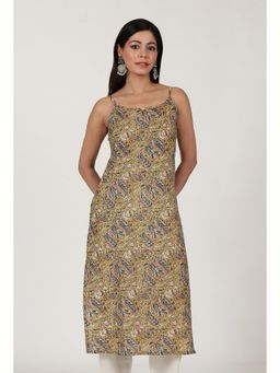 Tjori - Kalamkari Printed Yellow Color Cotton Slip