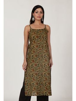Tjori - Kalamkari Printed Yellow Cotton Slip