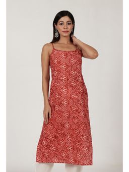 Tjori - Multi Printed Red Color Cotton Slip
