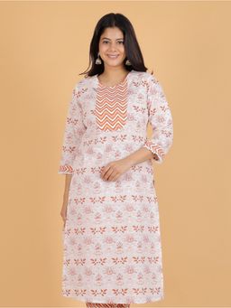 ARAMYA - Soft Cotton Straight Floral Print Kurta for Women
