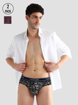 U.S. POLO ASSN. - Multi-Color Elasticized Waist Printed I615 Briefs (Pack of 2)