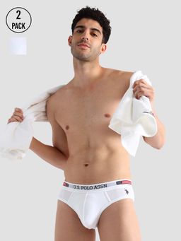 U.S. POLO ASSN. - White Elasticized Waist Printed I650 Briefs (Pack of 2)