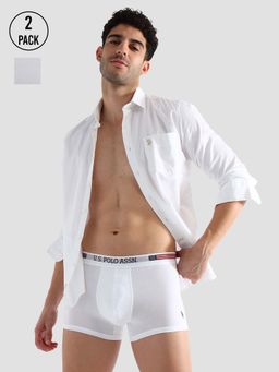 U.S. POLO ASSN. - White Elasticized Waist Printed I660 Trunks (Pack of 2)