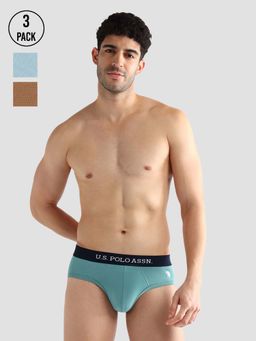 U.S. POLO ASSN. - Multi-Color Elasticized Waist Solid Oeb13 Briefs (Pack of 3)