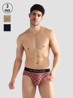 U.S. POLO ASSN. - Multi-Color Elasticized Waist Solid Oeb14 Briefs (Pack of 3)
