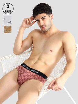 U.S. POLO ASSN. - Multi-Color Elasticized Waist Solid Oeb14 Briefs (Pack of 3)