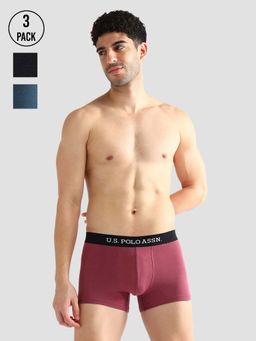 U.S. POLO ASSN. - Multi-Color Elasticized Waist Solid Oet13 Trunks (Pack of 3)