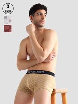 U.S. POLO ASSN. - Multi-Color Elasticized Waist Solid Oet14 Trunks (Pack of 3)