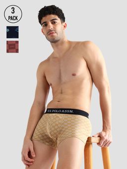 U.S. POLO ASSN. - Multi-Color Elasticized Waist Solid Oet14 Trunks (Pack of 3)