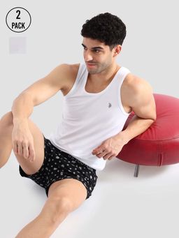 U.S. POLO ASSN. - White Solid Cotton Pv002 Vest (Pack of 2)