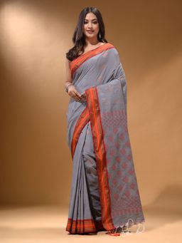 Arhi - Grey Silk Matka Soft Saree with Unstitched Blouse