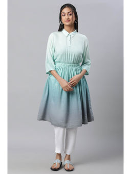 Aurelia - Lichen Blue A-line Gathered Kurta