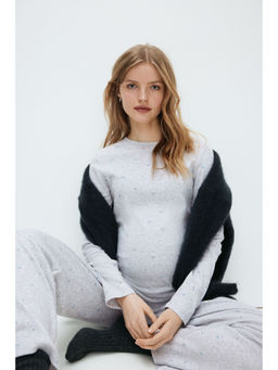 H&M - Women Grey MAMA Pointelle Jersey T-Shirt & Pyjama