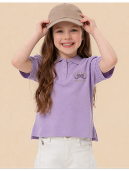 U.S. POLO ASSN. - Purple Cotton Half Sleeves Collar Neck Solid Polo T-shirt