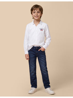 U.S. POLO ASSN. - White Cotton Full Sleeves Collar Neck Printed Shirt