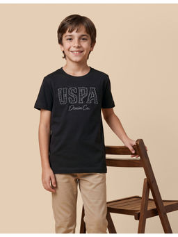 U.S. POLO ASSN. - Black Cotton Half Sleeves Crew Neck Embroidered T-shirt