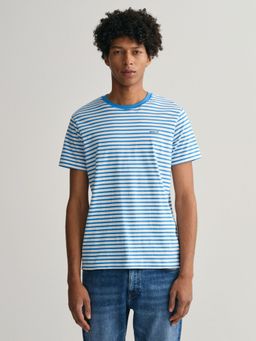 GANT - Men Blue Stripes Striped T-Shirt