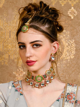 Odette - Rajasthani Double Sided Green Choker Necklace Set