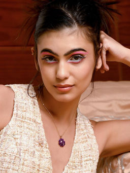 Odette - Deep Purple Floral Pendant Necklace Set