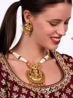 Odette - Beautiful Dense Faux Pearl Necklace with Earrings