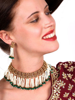 Odette - Floral Kundan Pearl Choker with Earrings