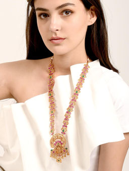 Odette - Multi Color Beaded Gold Plated Temple Jewellery Set