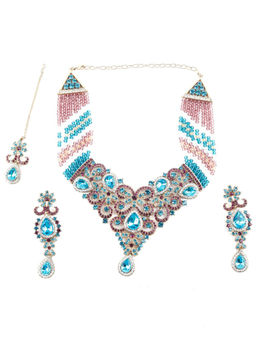 Odette - Blue and Purple Traditional Embellished Necklace Set