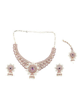 Odette - Purple Embellished Jhumka Necklace Set