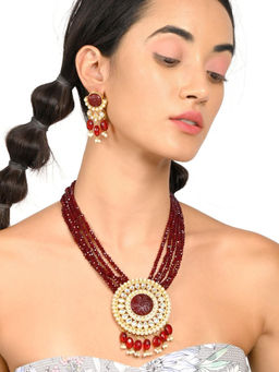 Odette - Deep Maroon Exquisite Necklace Set