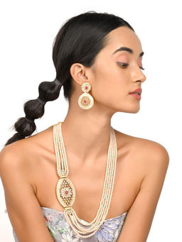 Odette - Light Peach Designer Elegant Necklace Set For Women