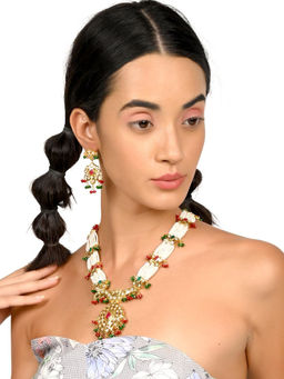 Odette - Red and Green Stunning Beaded Necklace Set