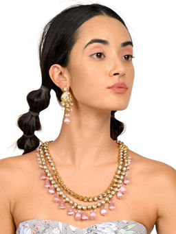 Odette - Gorgeous Pink Kundan Work Necklace Set