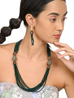 Odette - Olive Green Layered Necklace Set For Women
