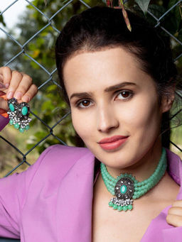 Odette - Green Beaded Layered Chokar Set